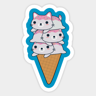 Cute Cat Ice Cream Cone T-Shirt Sticker